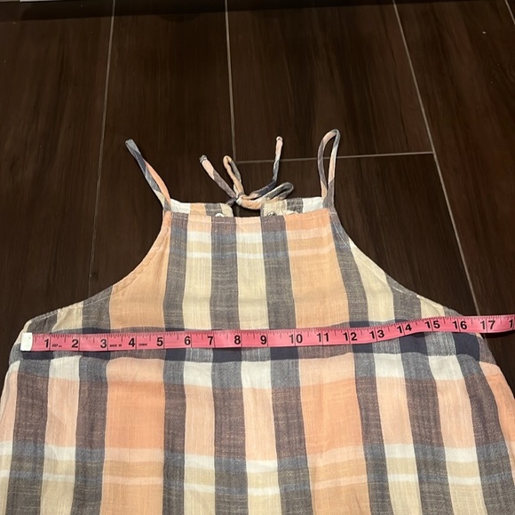 Bella Dahl Dress Lace-Up Back Plaid Midi pink and blue Size Small - Picture 9 of 9